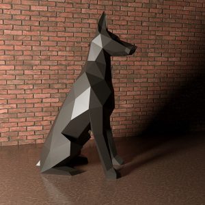 DXF سگ نشسته نژاد دوبرمن فلزی بهمراه نقشه ساخت